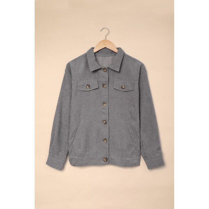 Shaunna Ribbed Corduroy Long Sleeve Jacket with Pocket Image 6