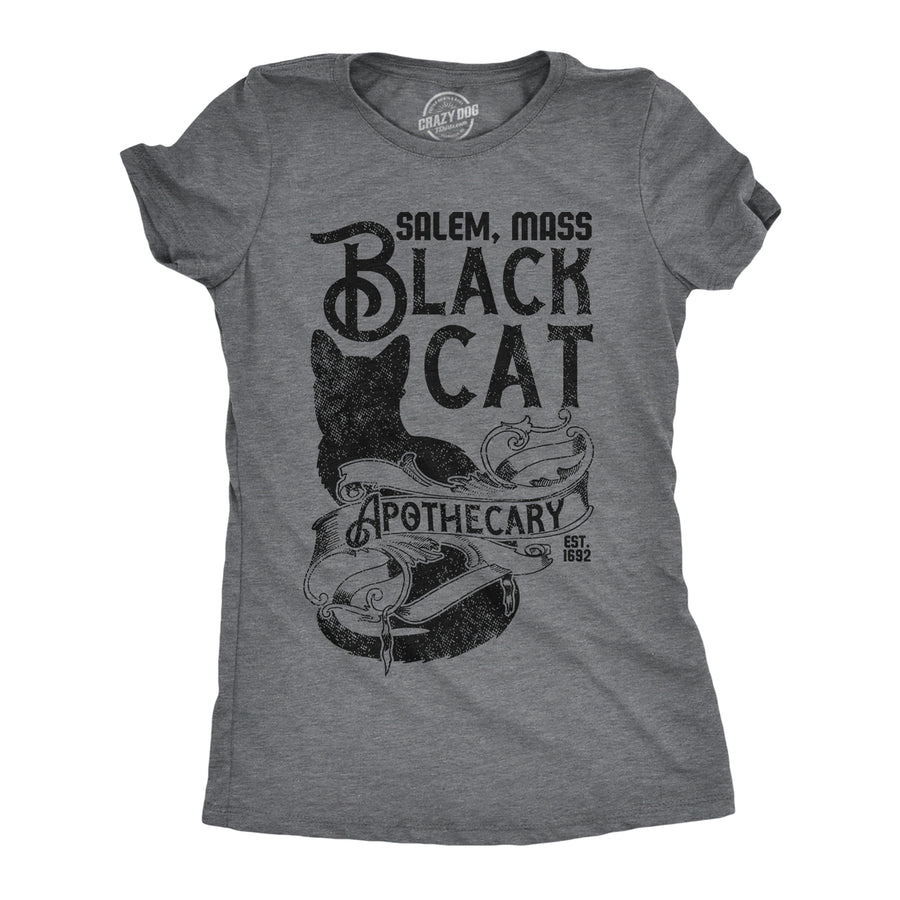 Womens Funny T Shirts Black Cat Apothecary Sarcastic Halloween Kitten Graphic Tee For Ladies Image 1