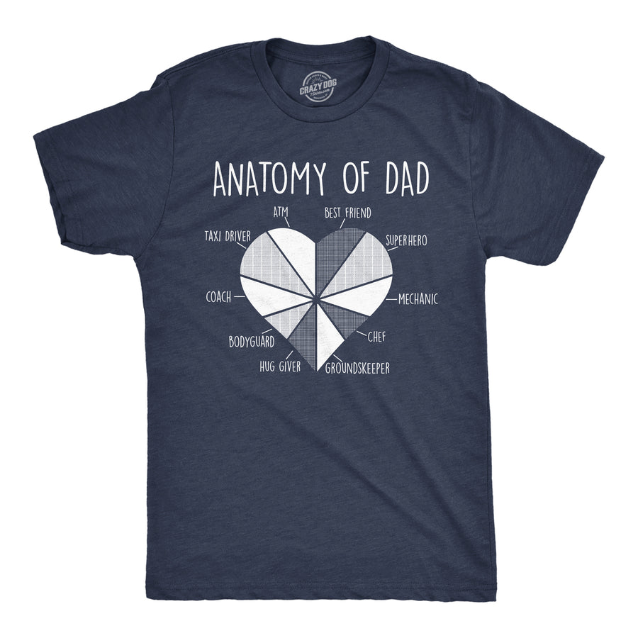 Mens Funny T Shirts Anatomy Of Dad Sarcastic Fathers Days Graphic Novelty Tee For Men Image 1