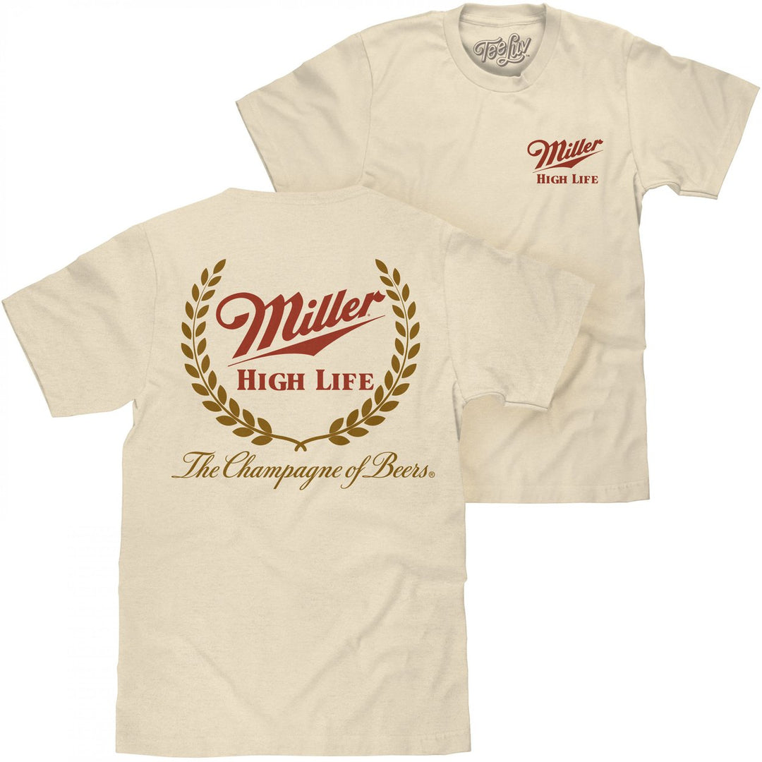 Miller High Life Front and Back Print Tan T-Shirt Image 1