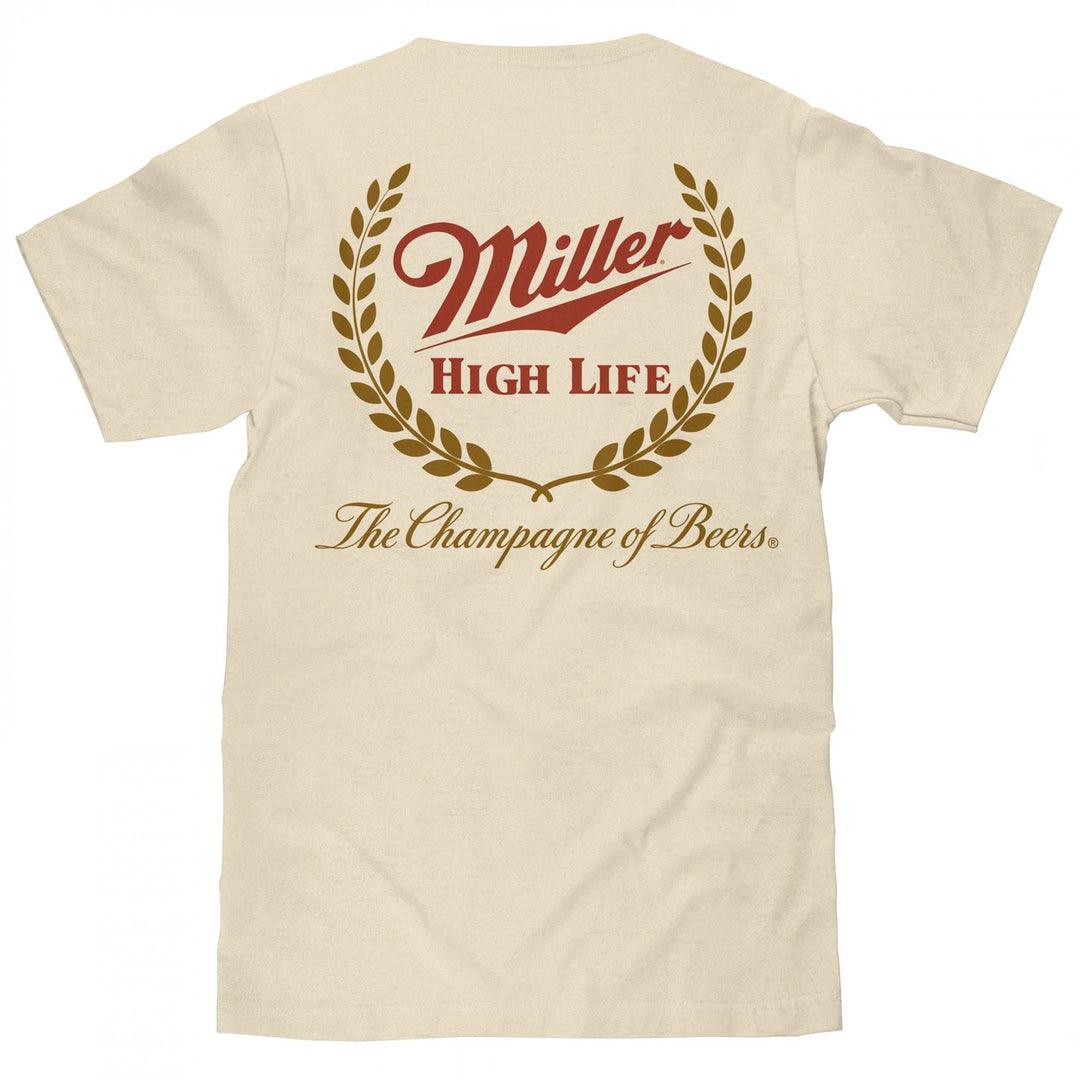 Miller High Life Front and Back Print Tan T-Shirt Image 3