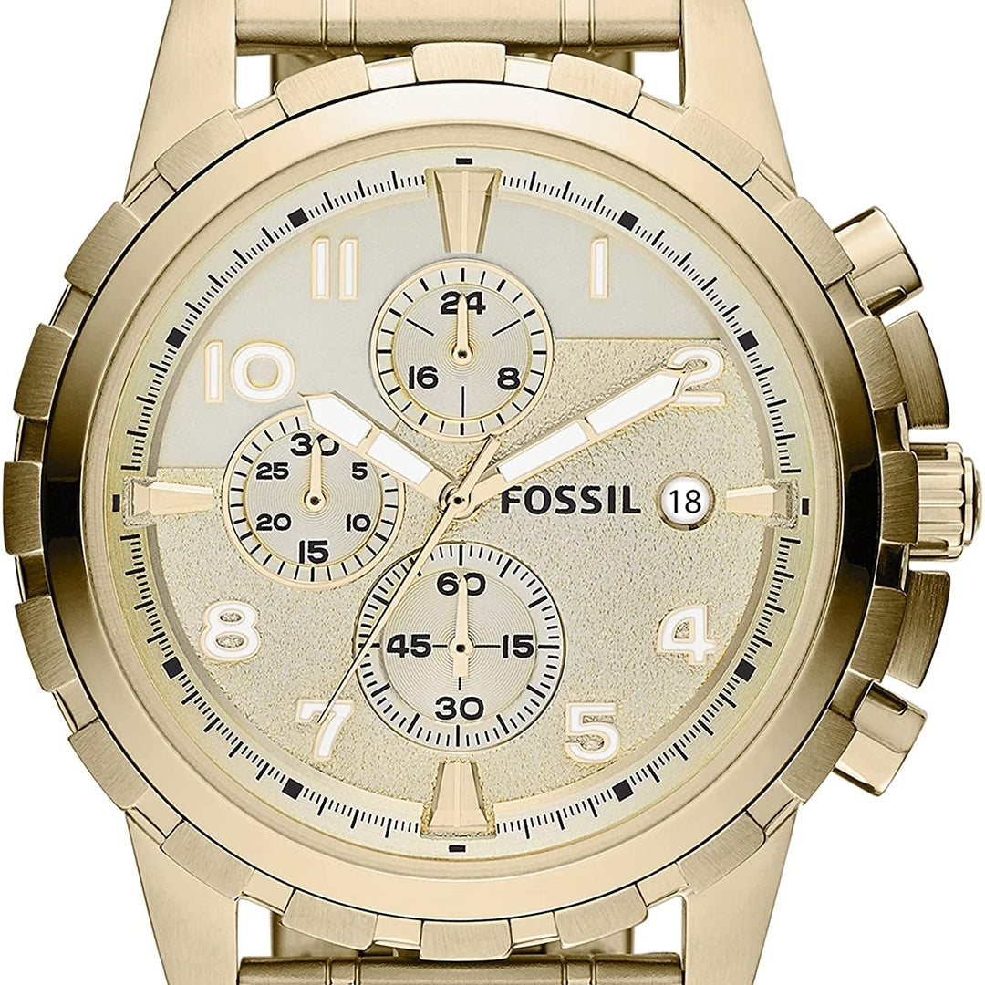 Fossil Dean Mens Dress Watch with Chronograph Display and Stainless Steel Bracelet Band Image 1