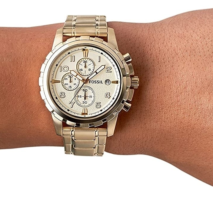 Fossil Dean Mens Dress Watch with Chronograph Display and Stainless Steel Bracelet Band Image 2