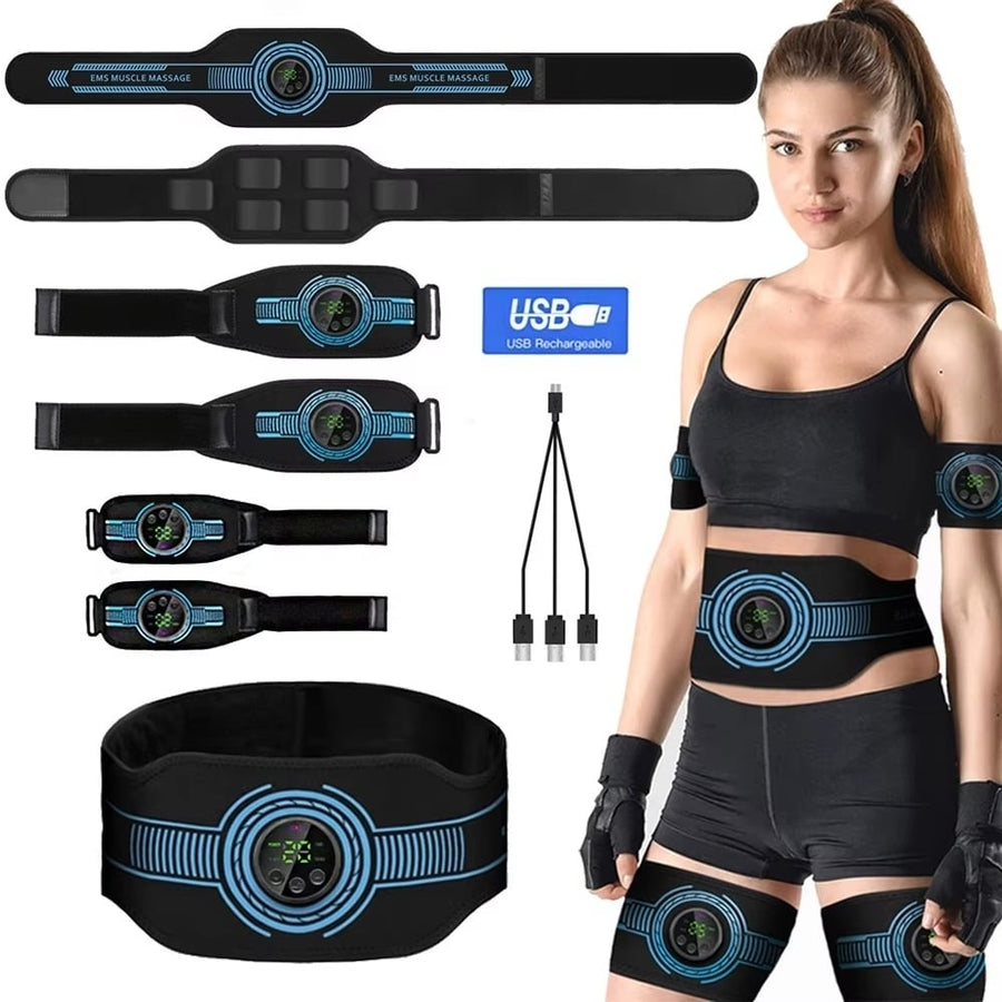 USB Recharge Abdominal Toning Belt EMS Muscle Stimulator Muscle Toner Body Massager Waist Arm Leg Massage Weight Loss Image 1