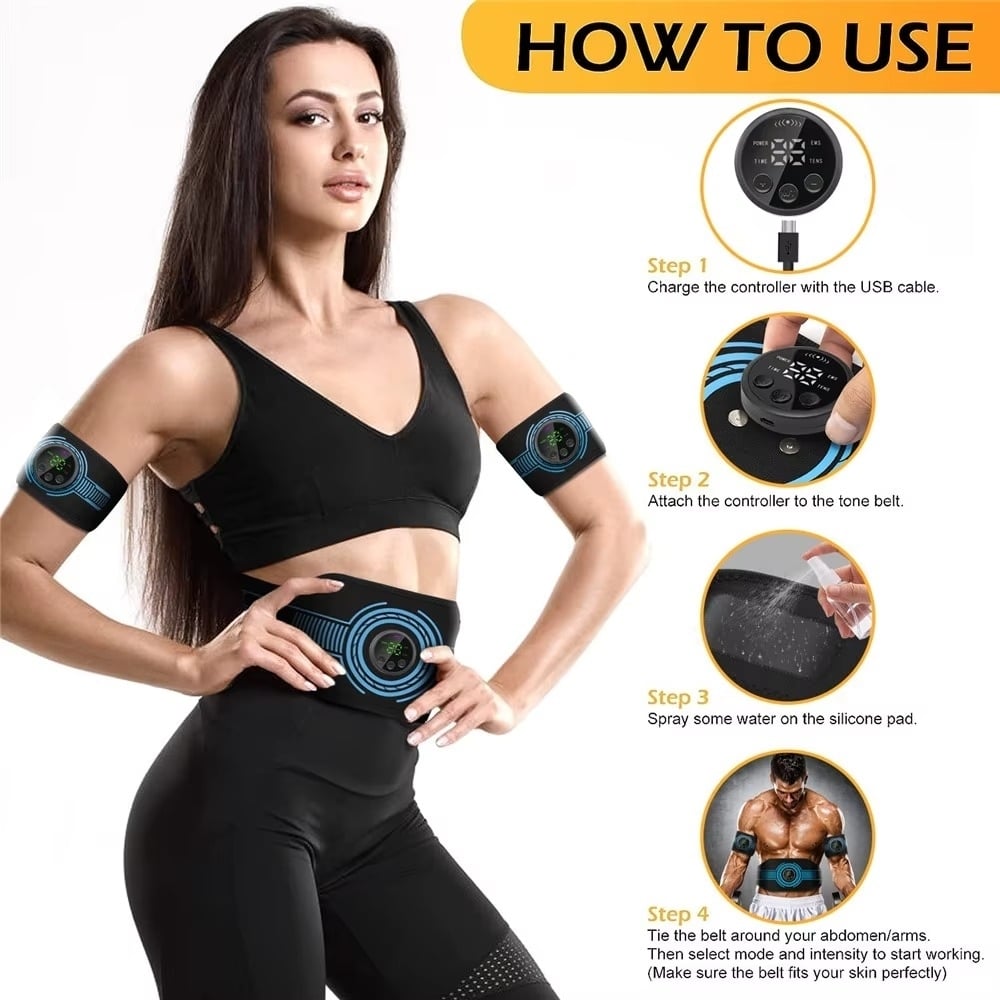 USB Recharge Abdominal Toning Belt EMS Muscle Stimulator Muscle Toner Body Massager Waist Arm Leg Massage Weight Loss Image 2