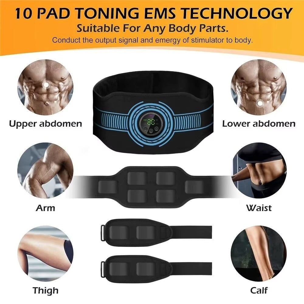 USB Recharge Abdominal Toning Belt EMS Muscle Stimulator Muscle Toner Body Massager Waist Arm Leg Massage Weight Loss Image 3