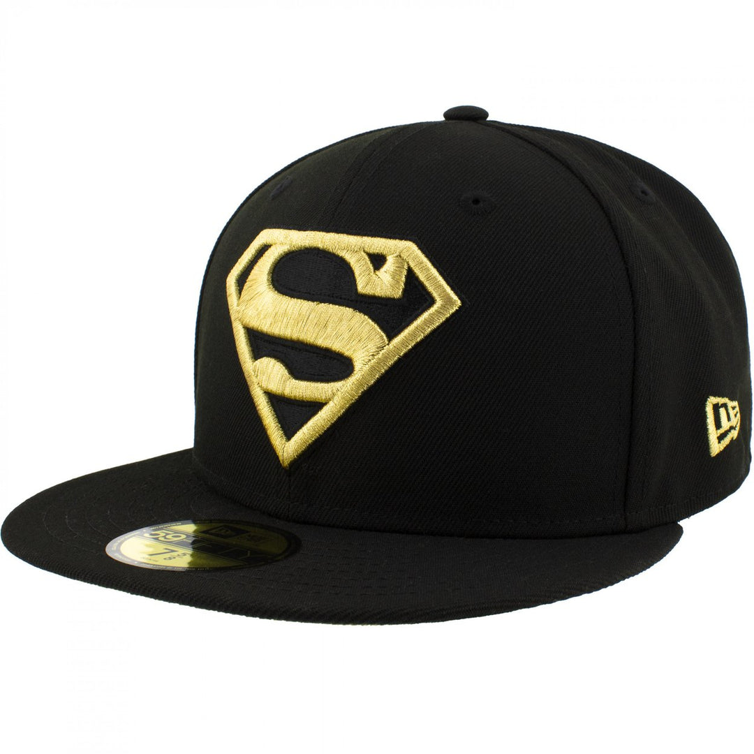 Superman Gold Logo Black Colorway Era 59Fifty Fitted Hat Image 1