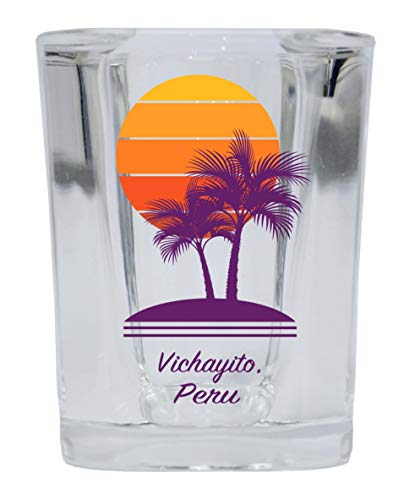 Vichayito Peru Souvenir 2 Ounce Square Shot Glass Palm Design Image 1