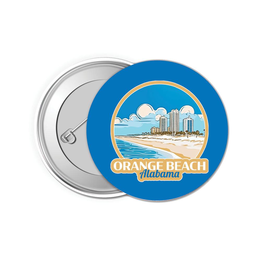 Orange Beach Alabama Design A Souvenir Small 1-Inch Button Pin 4 Pack Image 1