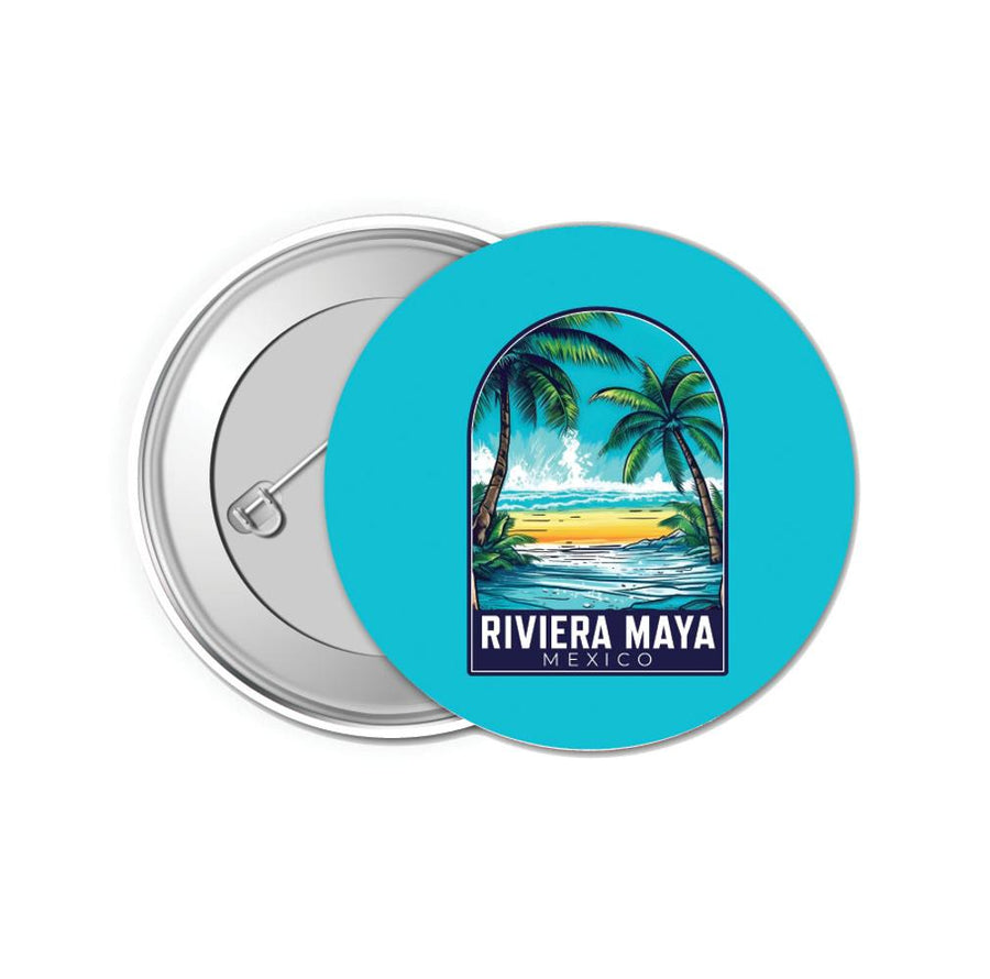 Riviera Maya Mexico Design B Souvenir Small 1-Inch Button Pin 4 Pack Image 1
