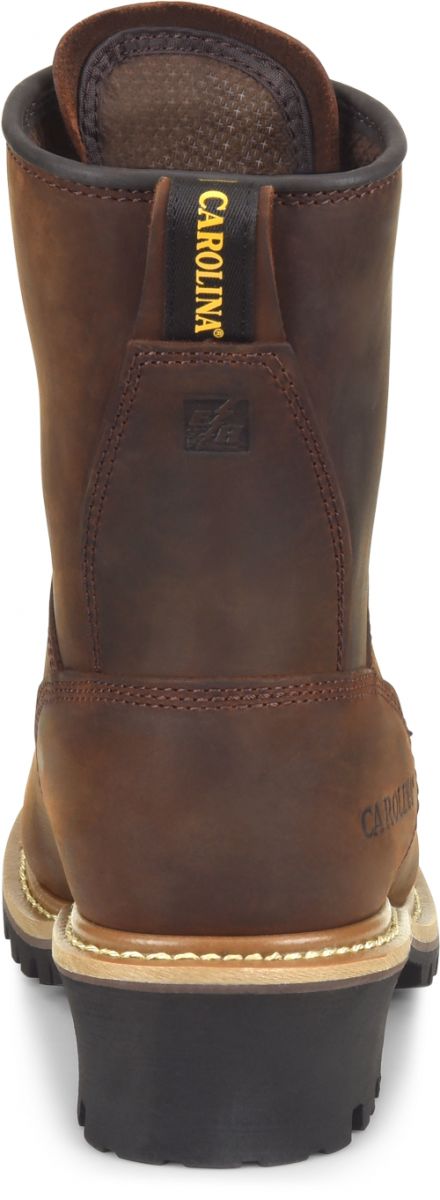 CAROLINA Mens 8" Elm Steel Toe Waterproof Logger Work Boot Brown - CA9821  DARK BROWN Image 3