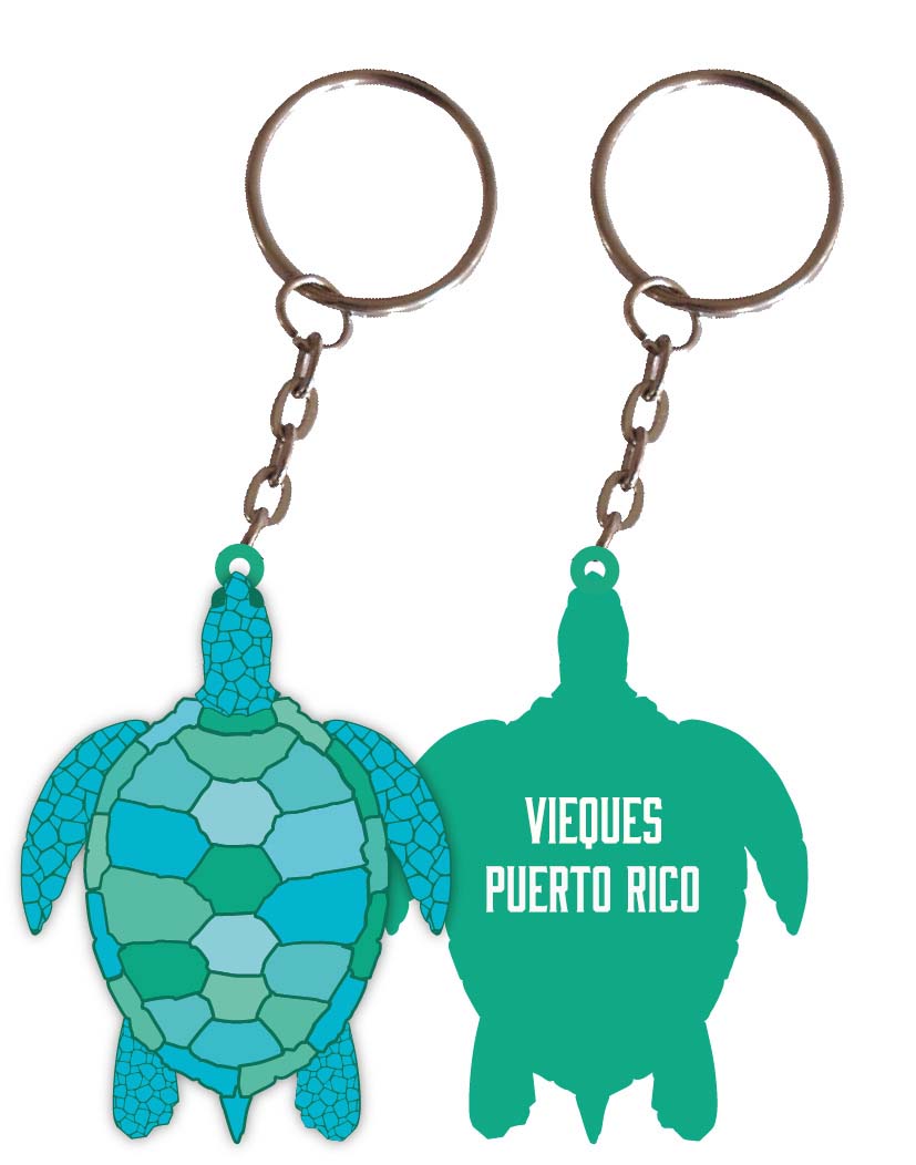 Vieques Puerto Rico Turtle Metal Keychain Image 1