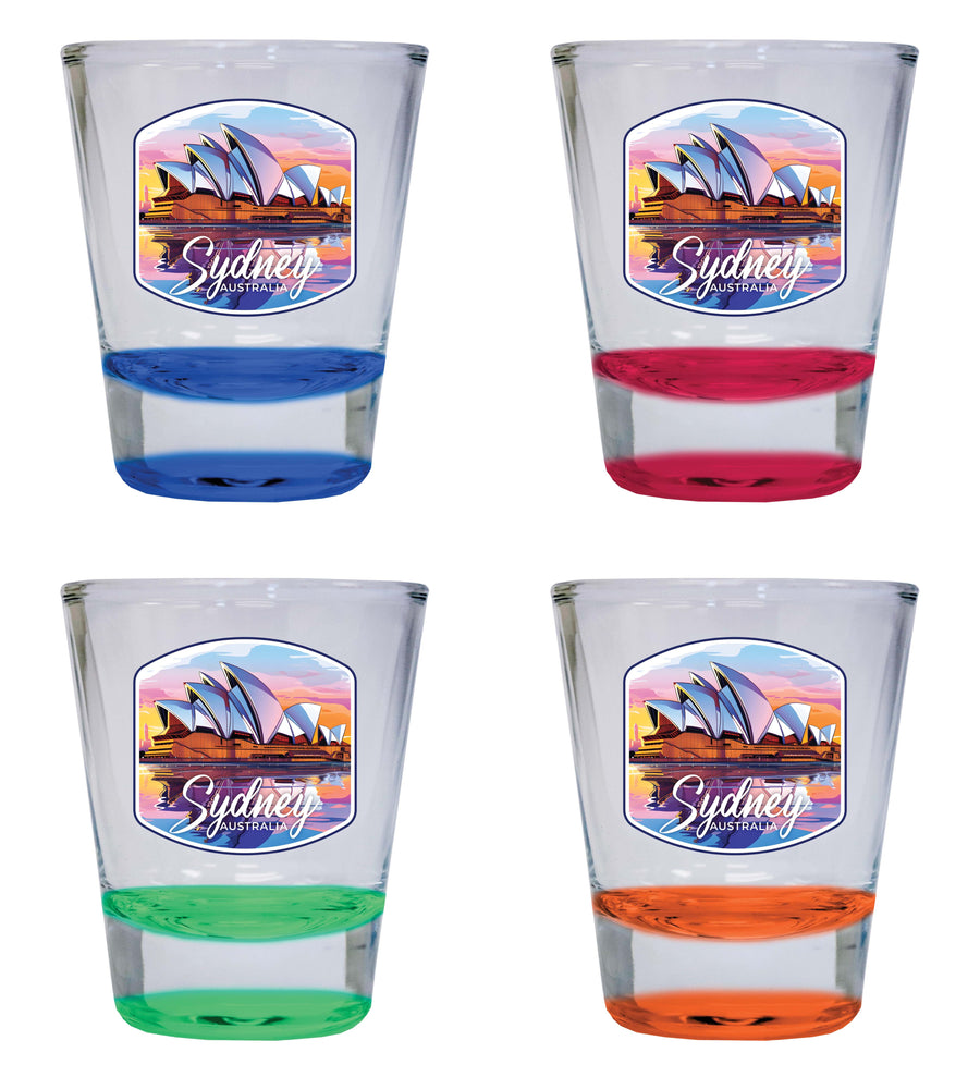 Sydney Australia Design A Souvenir 2 Ounce Shot Glass Round 4-Pack Multicolor Image 1