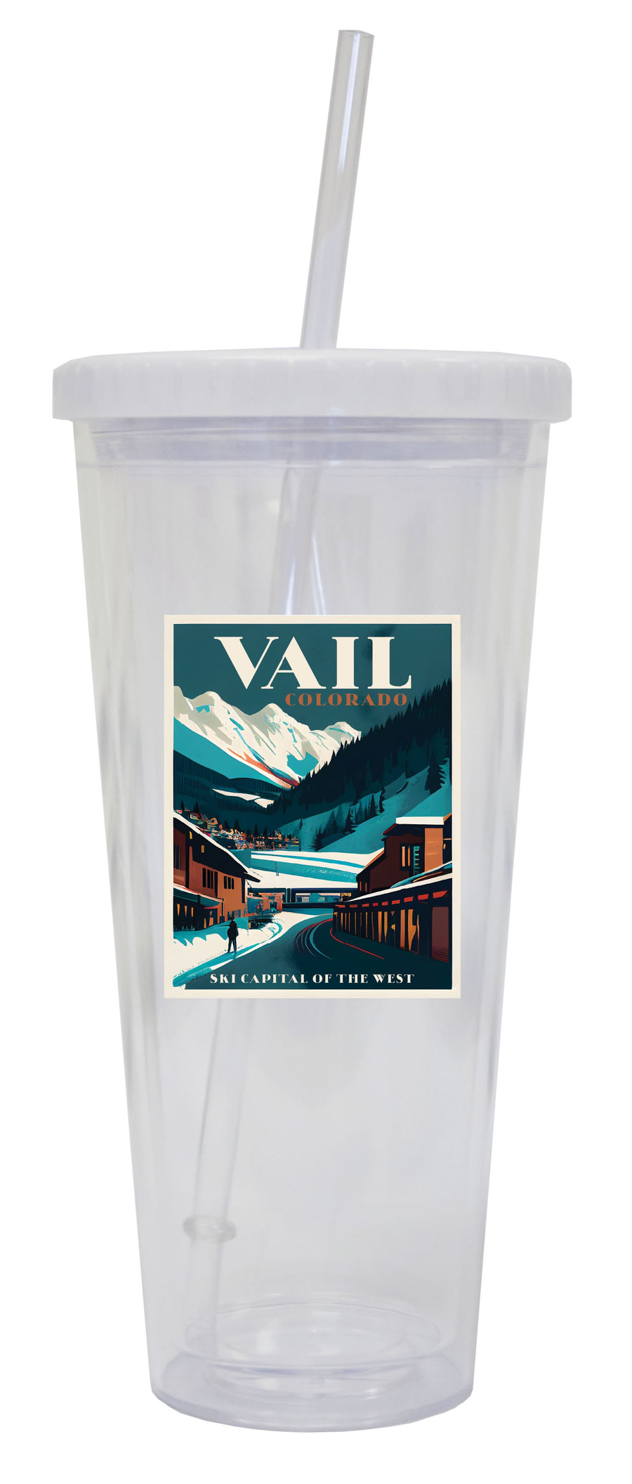 Vail Colorado Souvenir 24oz Tumbler With Lid and Straw Image 1