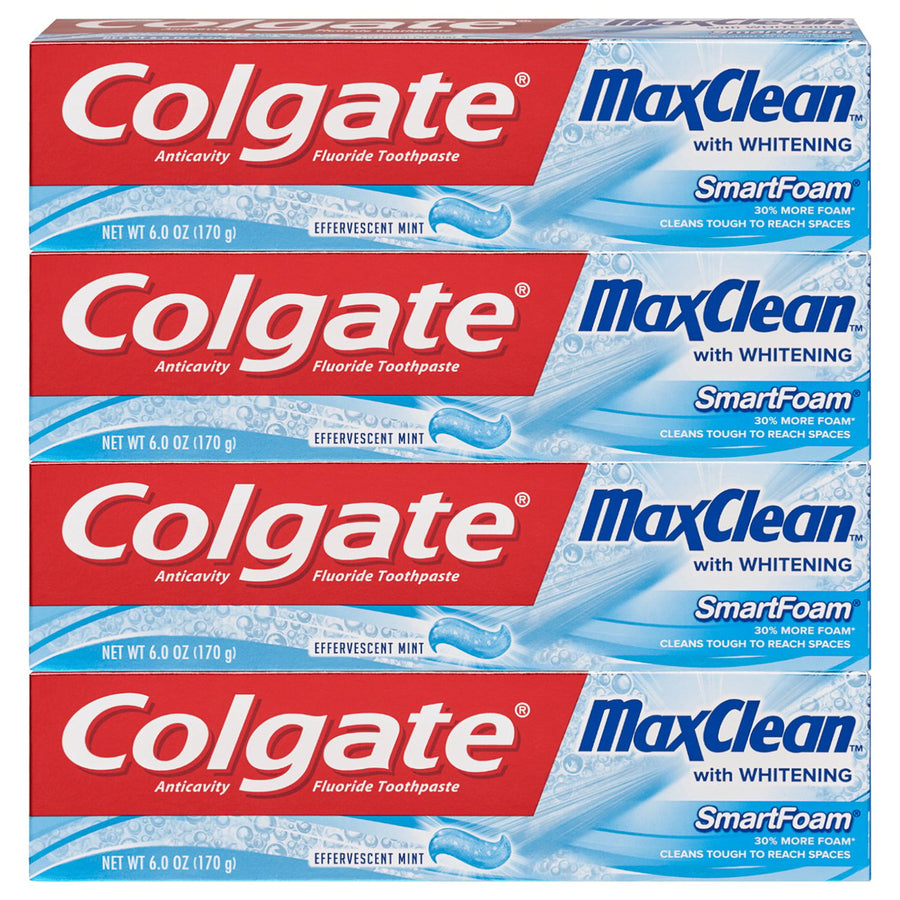 Max Clean with Whitening Foaming Toothpaste Effervescent Mint - 6 Ounce (4 Count) Image 1