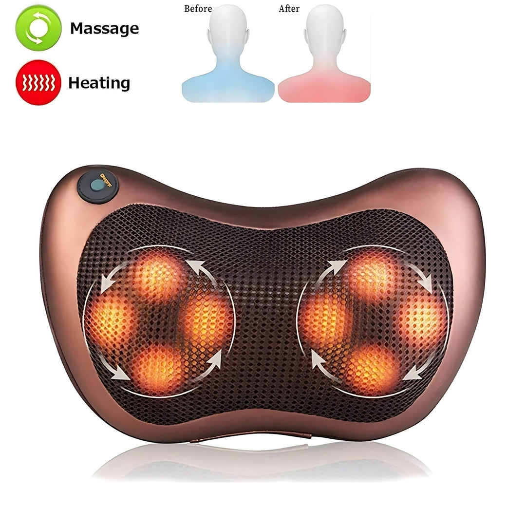 Electric Neck Massager,Heated 3D Shiatsu Massagers for Neck and Back,8 Rollers Massager Pillow Image 1