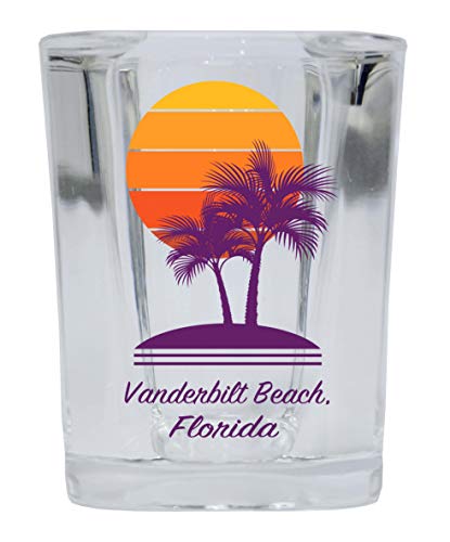 Vanderbilt Beach Florida Souvenir 2 Ounce Square Shot Glass Palm Design Image 1